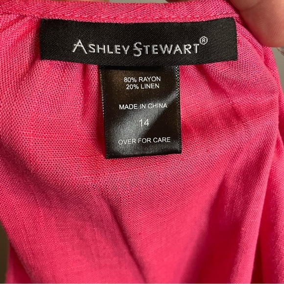 ASHLEY STEWART 3/4 Sleves Top Pink 80% Rayon 20% Linen SZ/14 - Picture 6 of 7